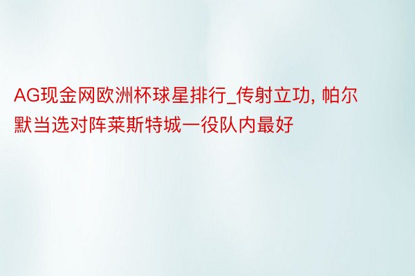 AG现金网欧洲杯球星排行_传射立功， 帕尔默当选对阵莱斯特城一役队内最好