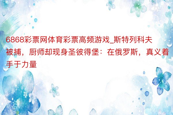 6868彩票网体育彩票高频游戏_斯特列科夫被捕，厨师却现身圣彼得堡：在俄罗斯，真义着手于力量