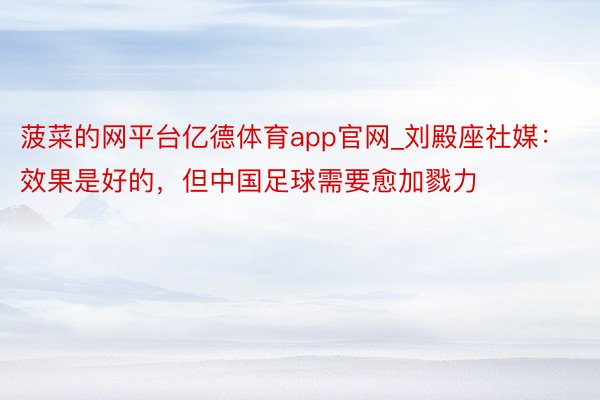 菠菜的网平台亿德体育app官网_刘殿座社媒：效果是好的，但中国足球需要愈加戮力