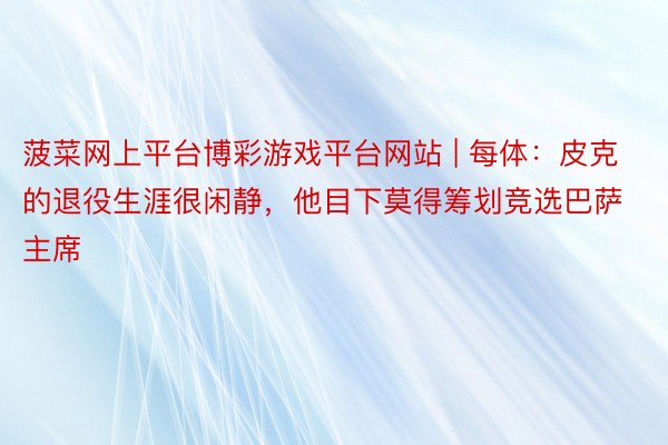 菠菜网上平台博彩游戏平台网站 | 每体：皮克的退役生涯很闲静，他目下莫得筹划竞选巴萨主席